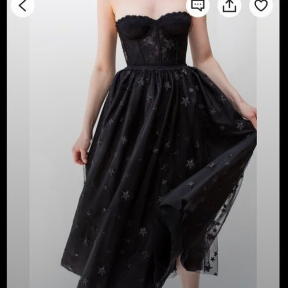 Lirika Matoshi Black Stars in Her Eyes A-Line Skirt - Picture 2 of 15